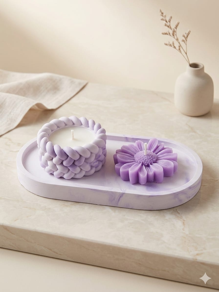 Handmade Artistic Tray Candle Set - Image 5