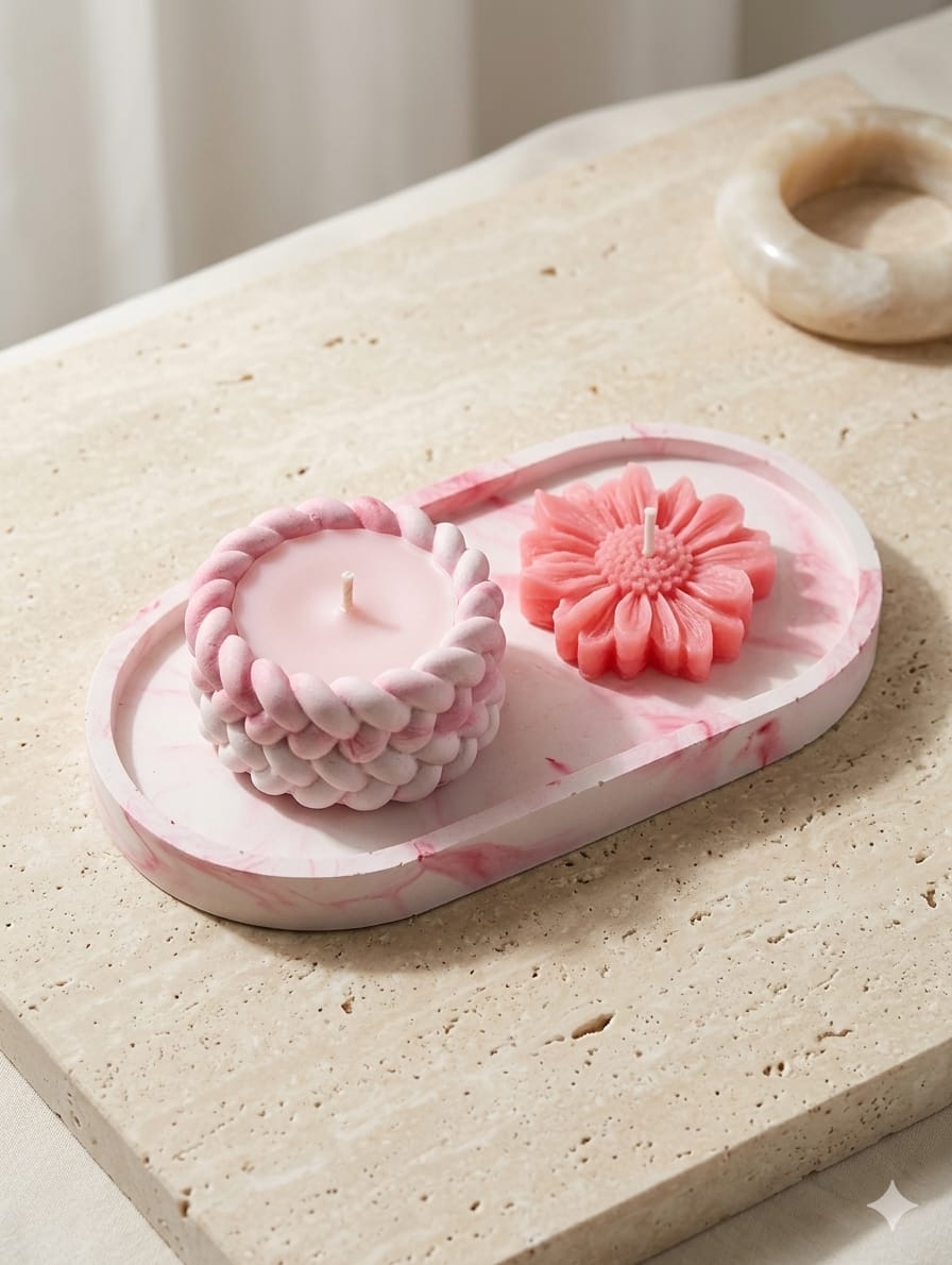 Handmade Artistic Tray Candle Set - Image 6