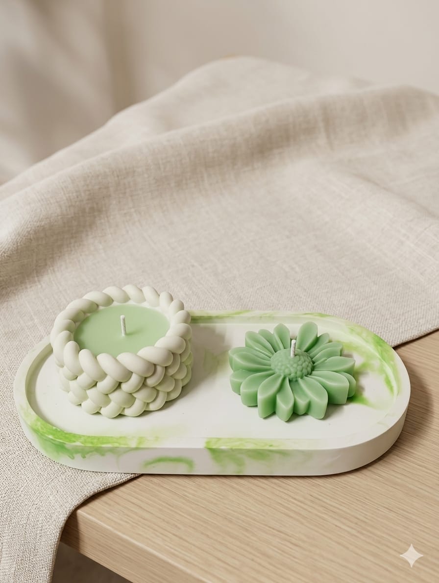 Handmade Artistic Tray Candle Set - Image 3
